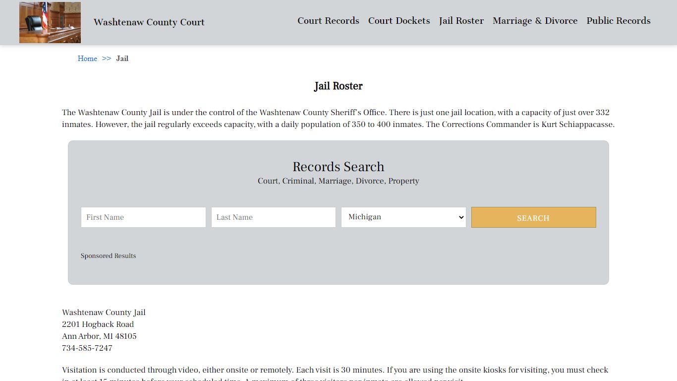 Jail Roster - Washtenaw County Court