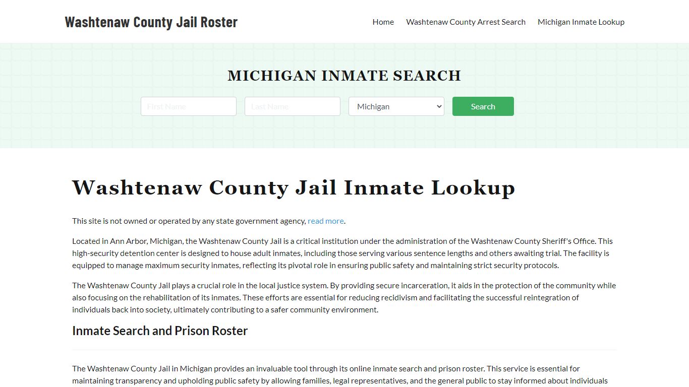 Washtenaw County Jail Roster Lookup, MI, Inmate Search